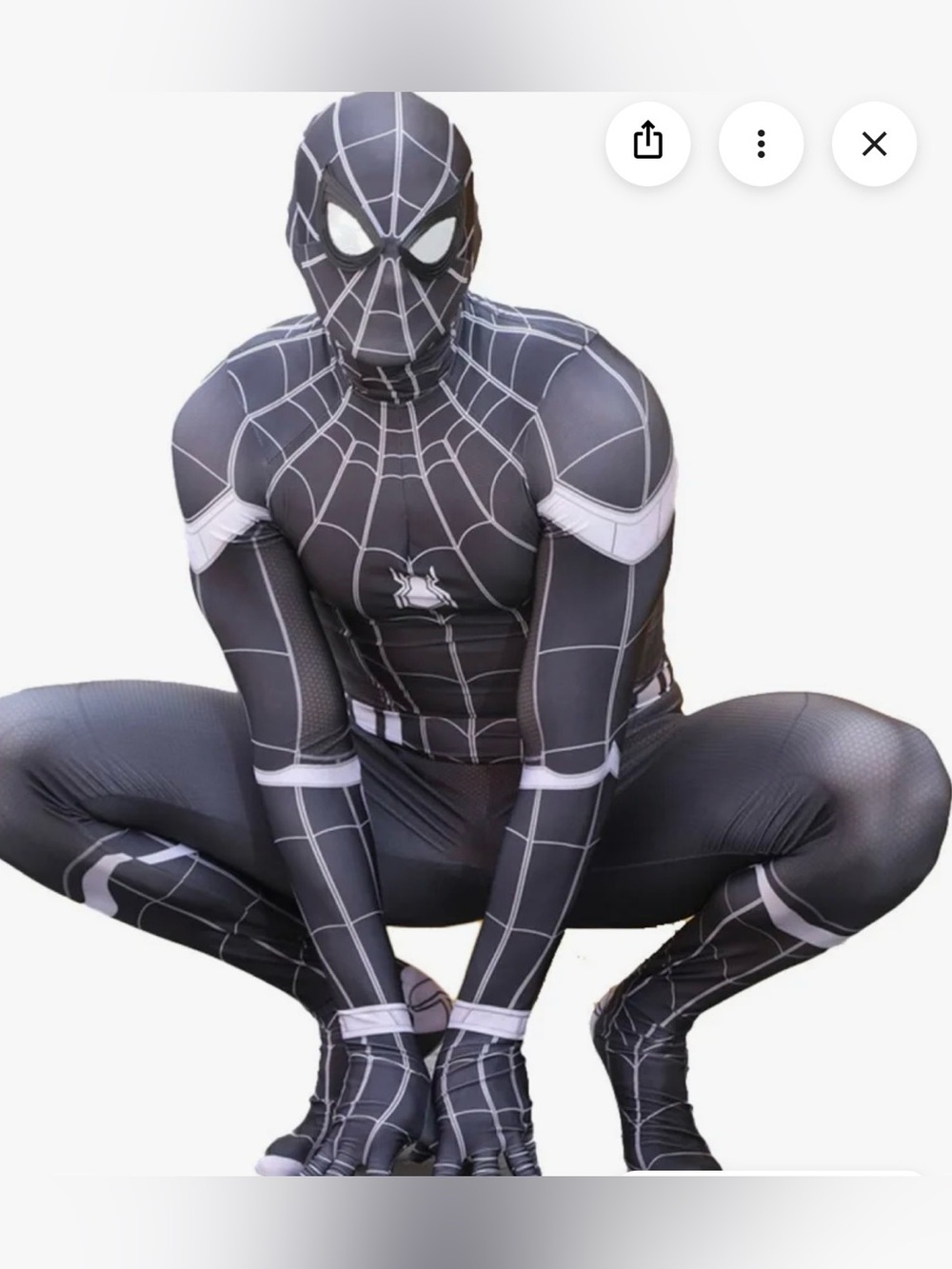 NWT Adult Black Silver Superhero Bodysuit Costume Cosplay Spiderman - 3XL